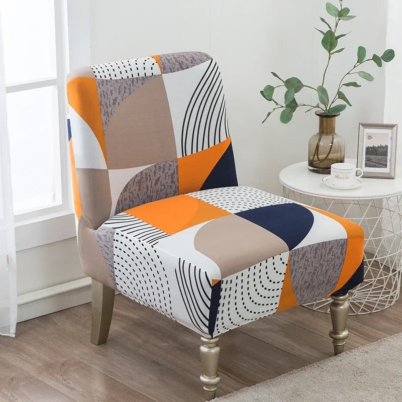 Housse Fauteuil Crapaud - Mosaïque Blanc et Orange