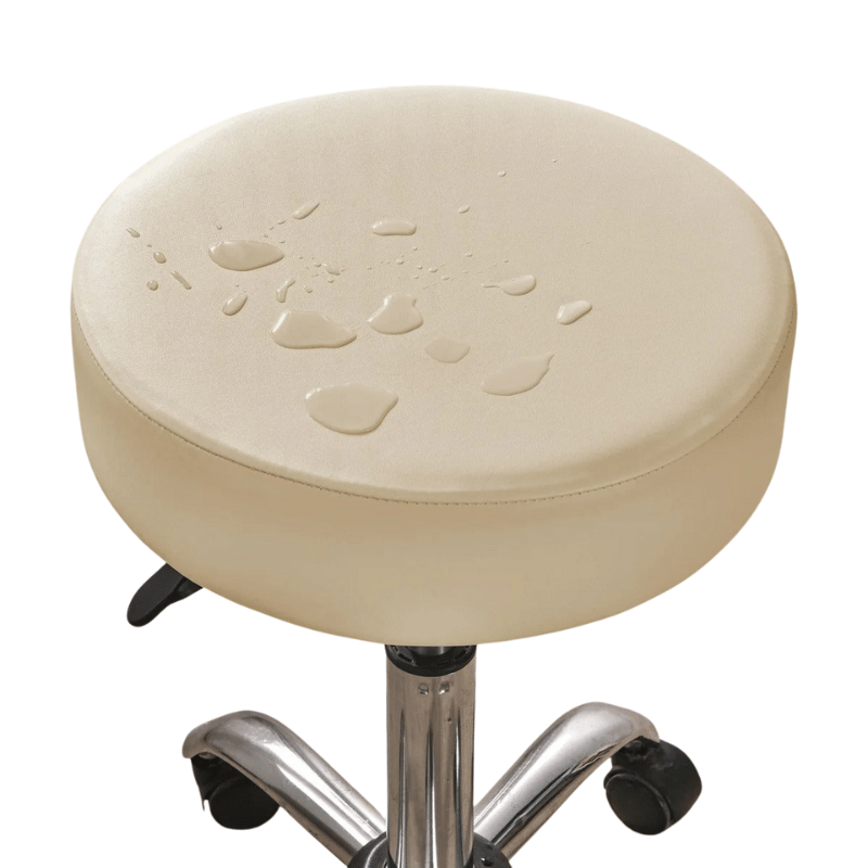 Housse Tabouret de Bar Rond Imperméable - Beige Champagne