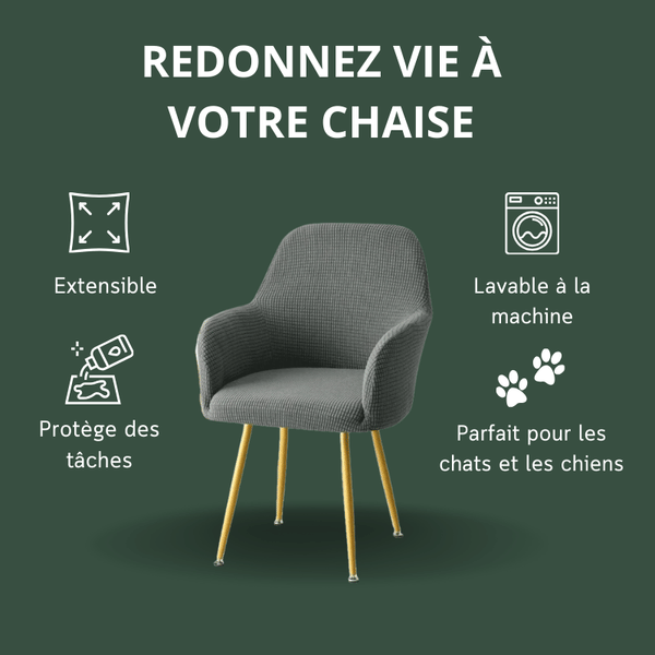 Housse de Chaise Scandinave - Avec Accoudoirs - Gris