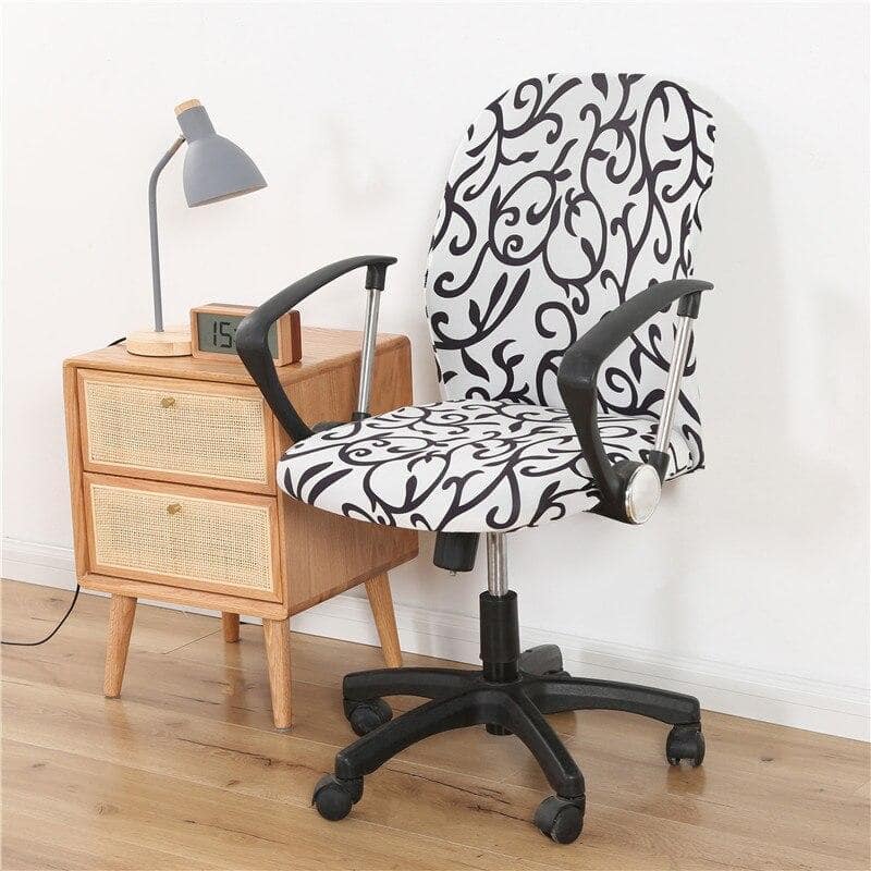 Housse de Chaise  Bureau - Fleur Noir - Housse de Chaise de Bureau - HousseLand