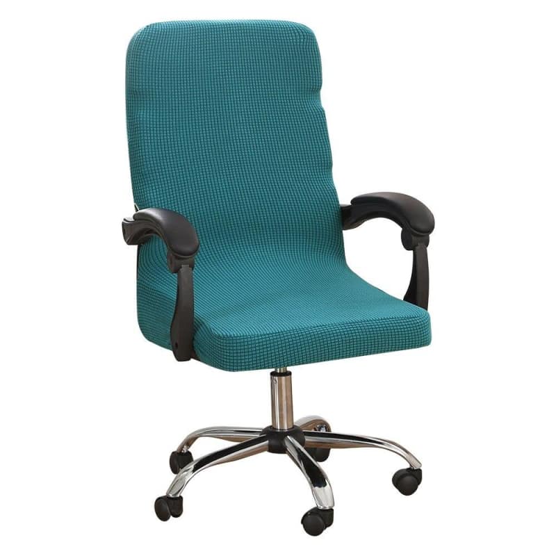 Chaise de bureau Jade en teal avec accoudoirs noirs et base chromée sur roulettes