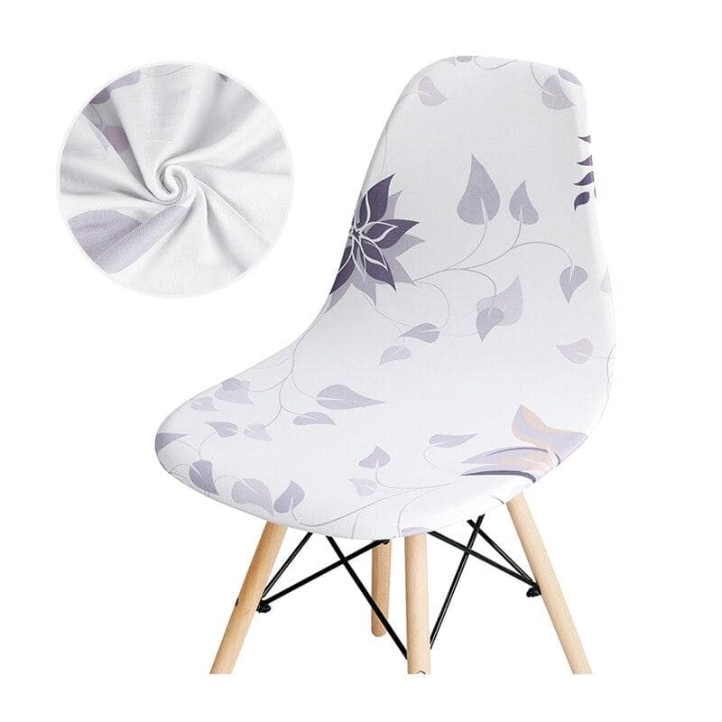 Housses de Chaises Scandinaves Blanche avec des fleurs