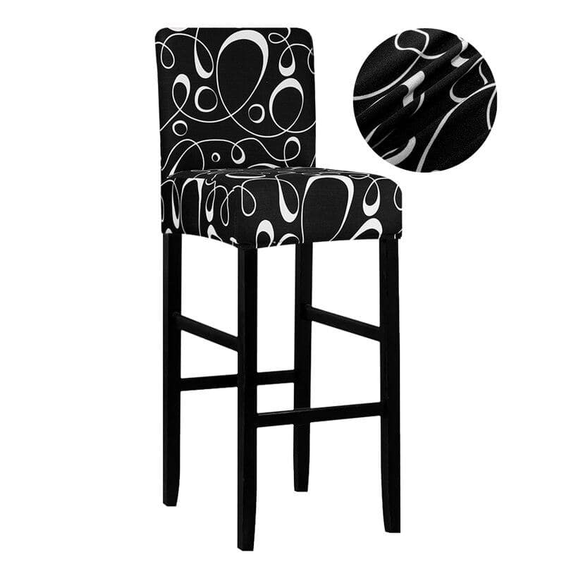 Housse chaises de Bar Noir et Blanc avec des Cercles