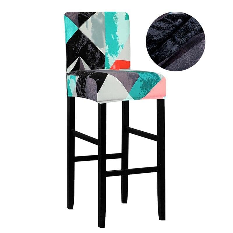 Housse chaises de Bar Velours Motifs Mosaïque Bleu Vert Noir RoseRainbow